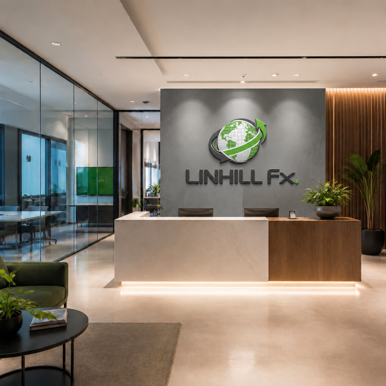 Modern Linhill FX office reception and front desk area